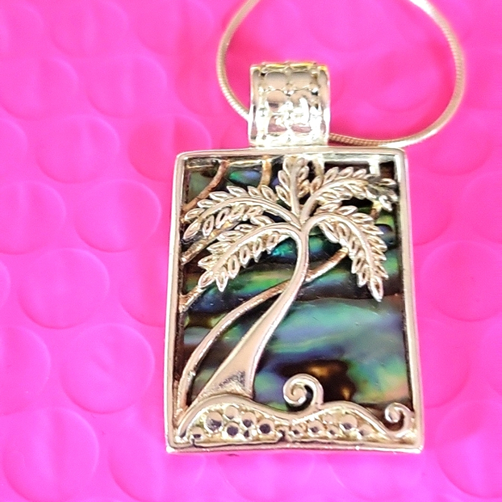 Sterling Silver and Abalone Reversible ⁹Pendant